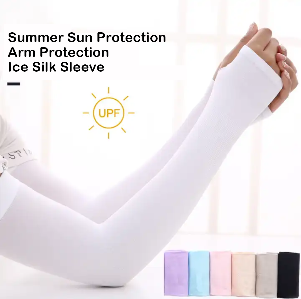 Summer Sun Protection Arm Protection Ice Silk Sleeve (Open Finger) 3