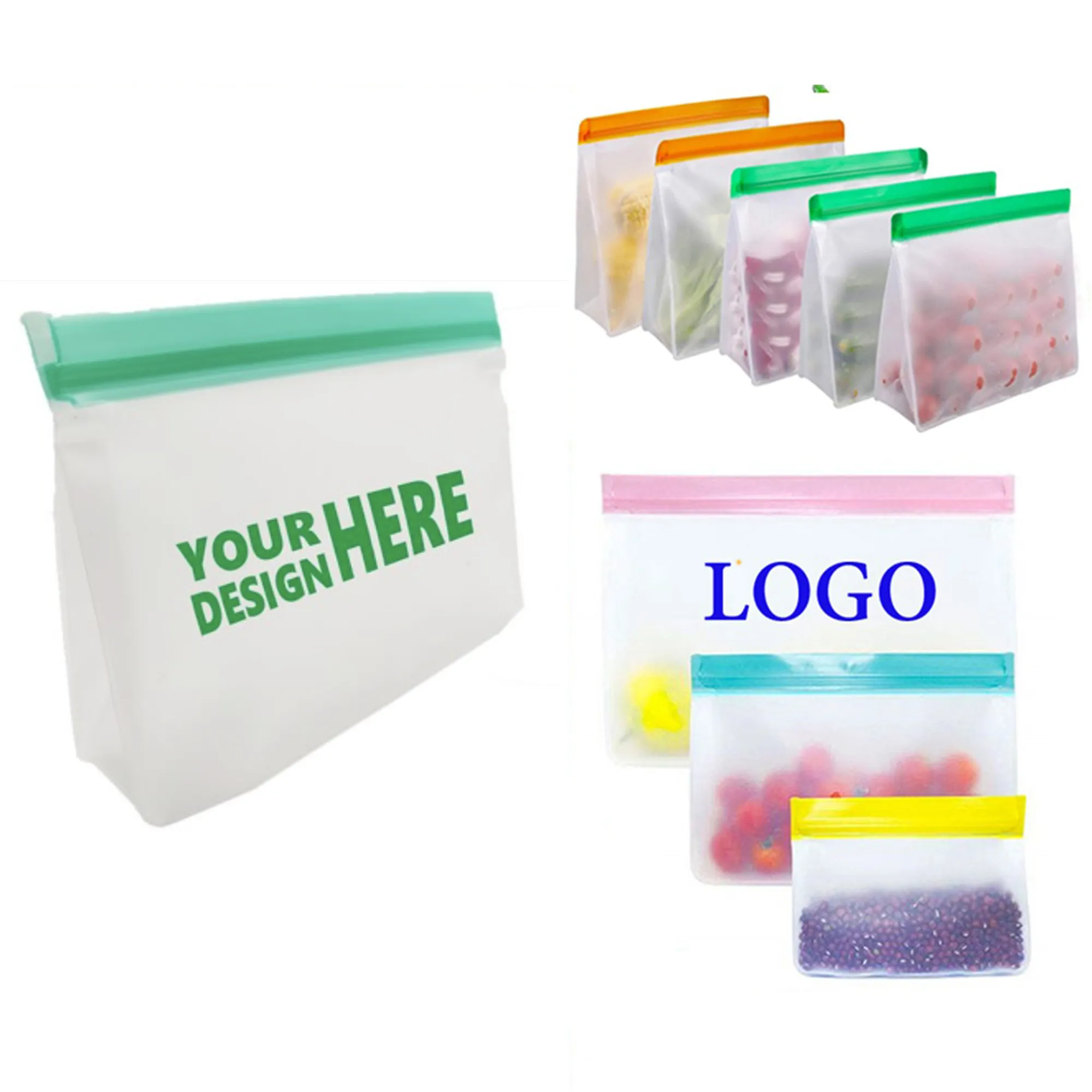 Reusable PEVA Food Stand Storage Pouch w/Slip Zip 2