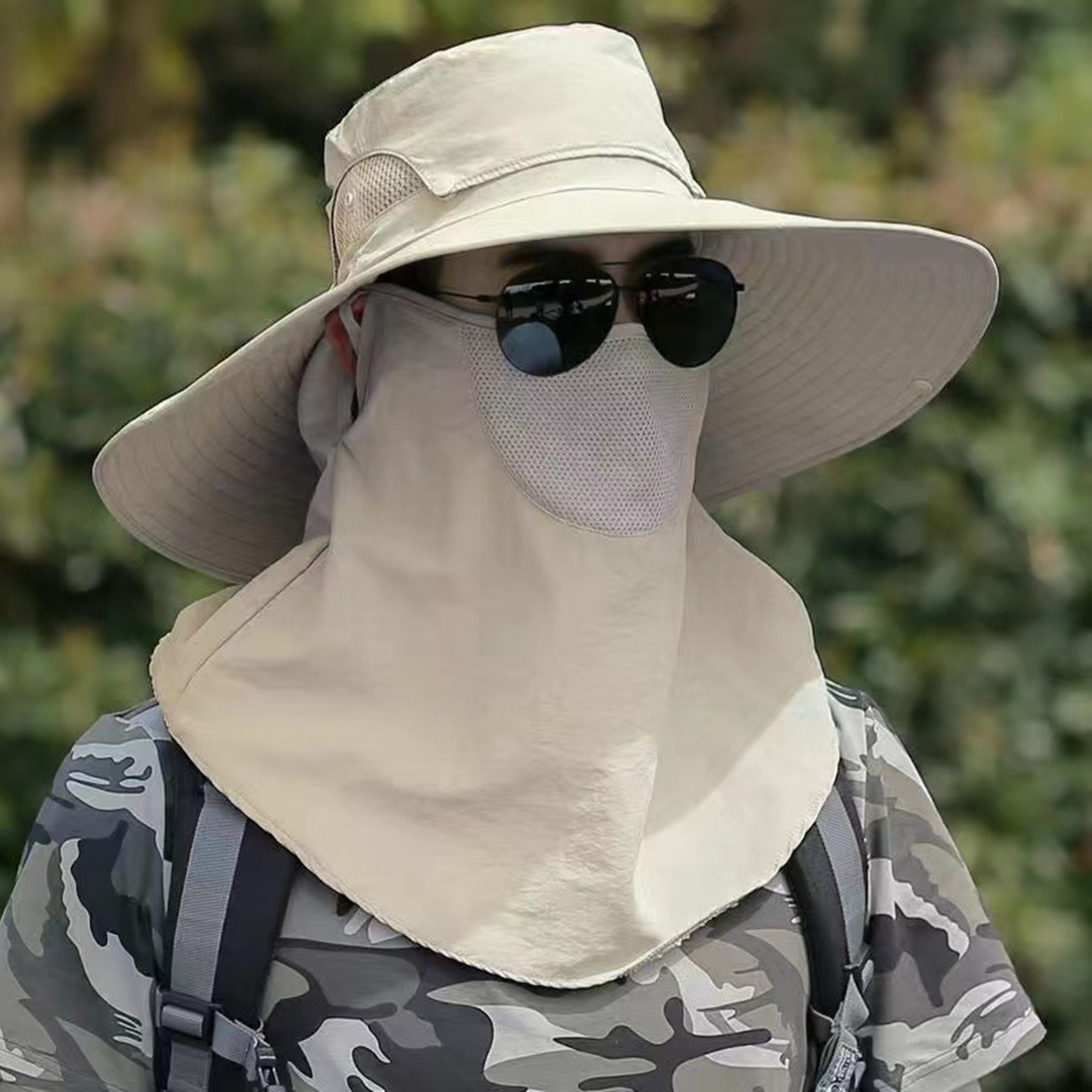 Face Mask Wide Brim Bucket Hat 3
