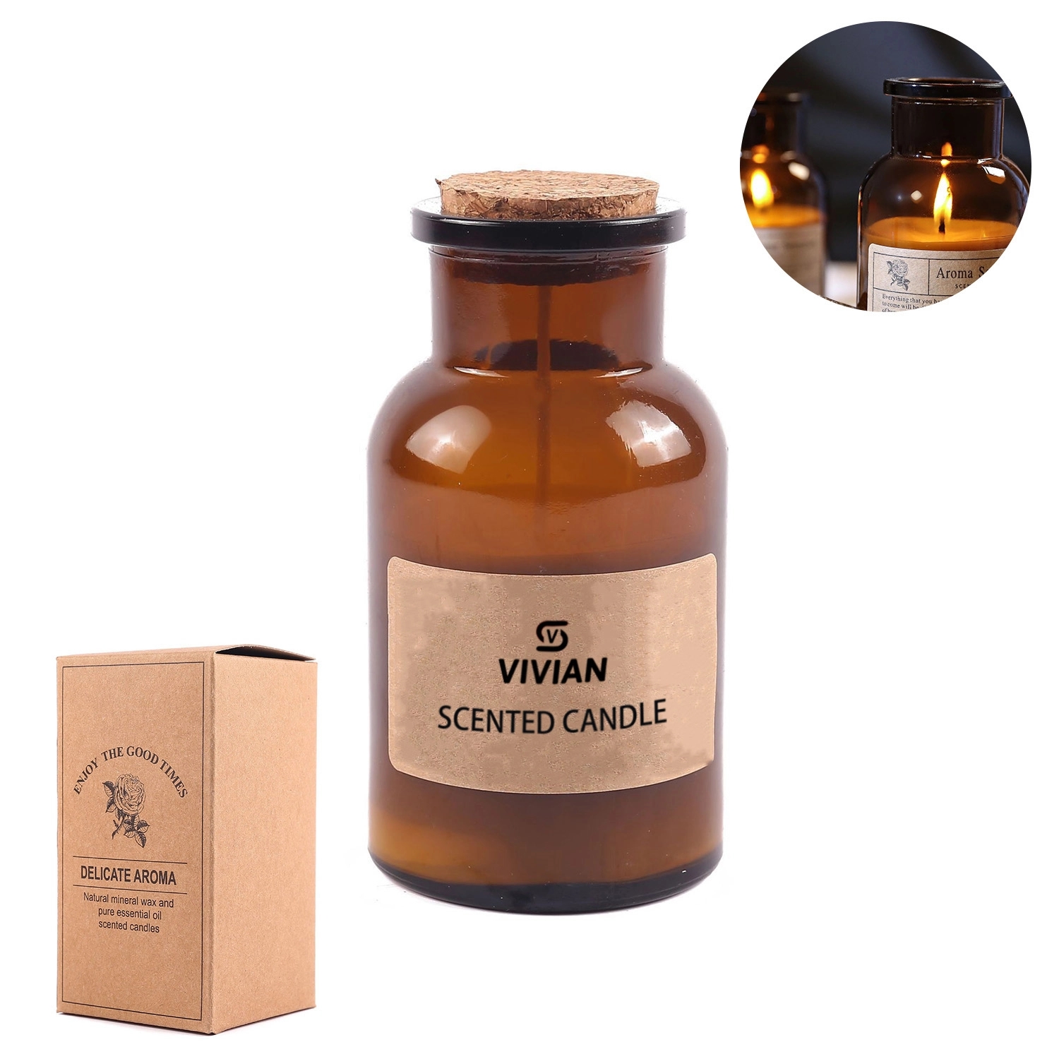 3.5 Oz. Wax Scented Candles In Glass Bottle W/ Wood Plug 4