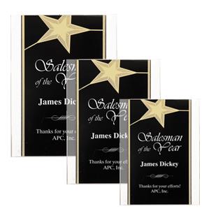 Acrylic Star Plaque black/gold 8x10" 1