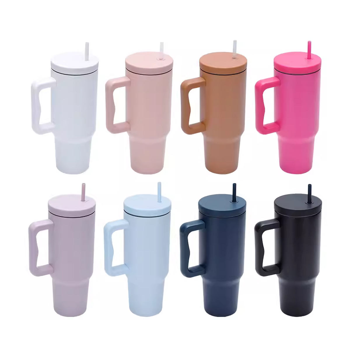 40Oz. Stainless Steel Tumbler with Handle & Straw 2