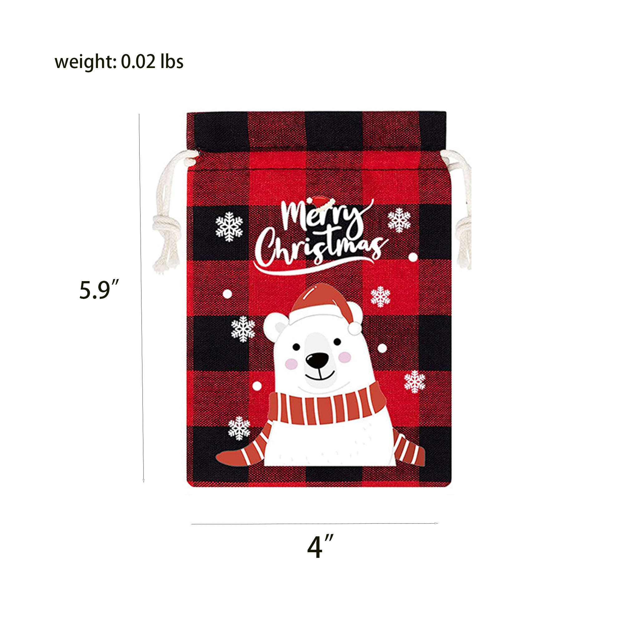 Plaid Drawstring Cotton Gift Bag 3