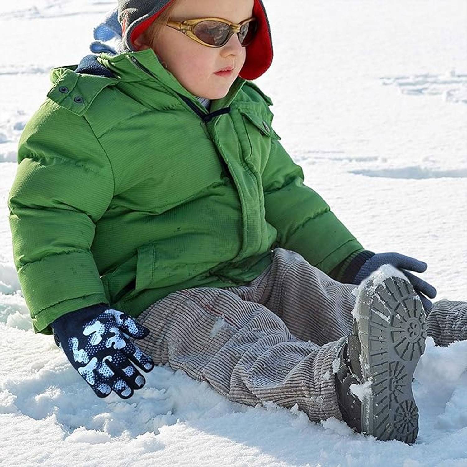 Polyester Kids Winter Warm Thick Plush Gloves 5