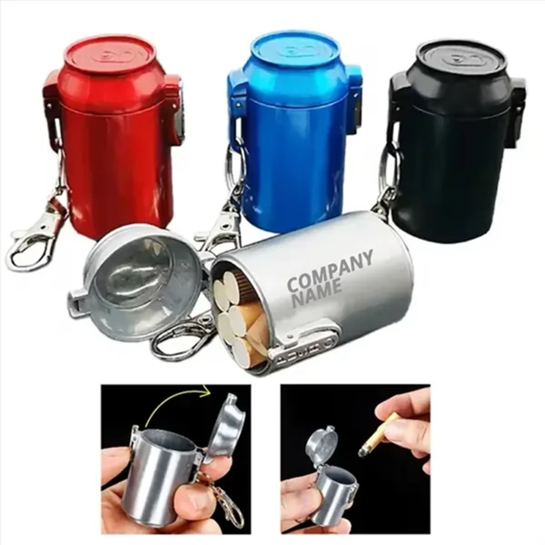 Ashtray with One-Touch Lid & Carabiner
2