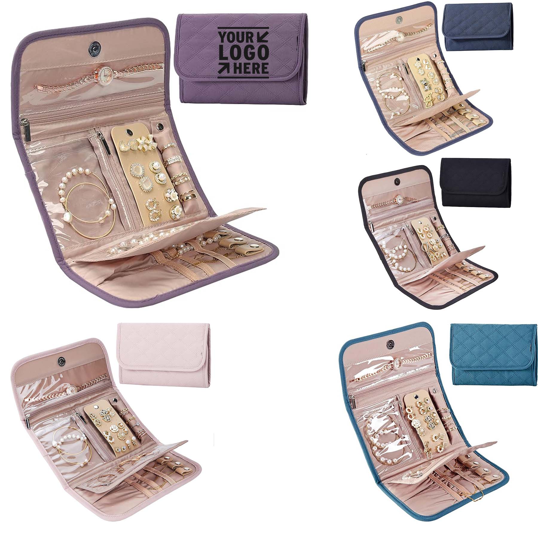Earrings Foldable Jewelry Storage Roll Travel Organizer Case 2