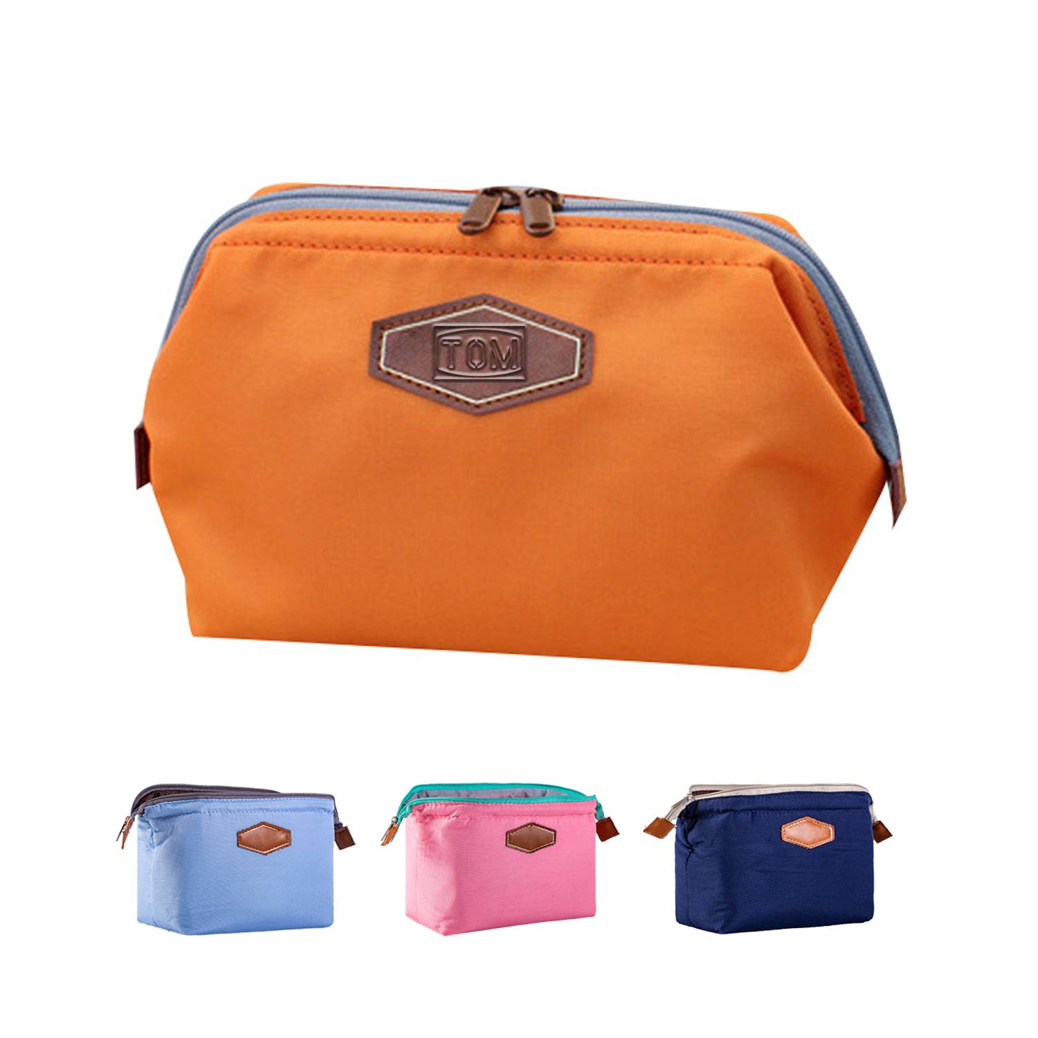 Portable Business Travel Double Zipper Cotton Cosmetic Bag 3