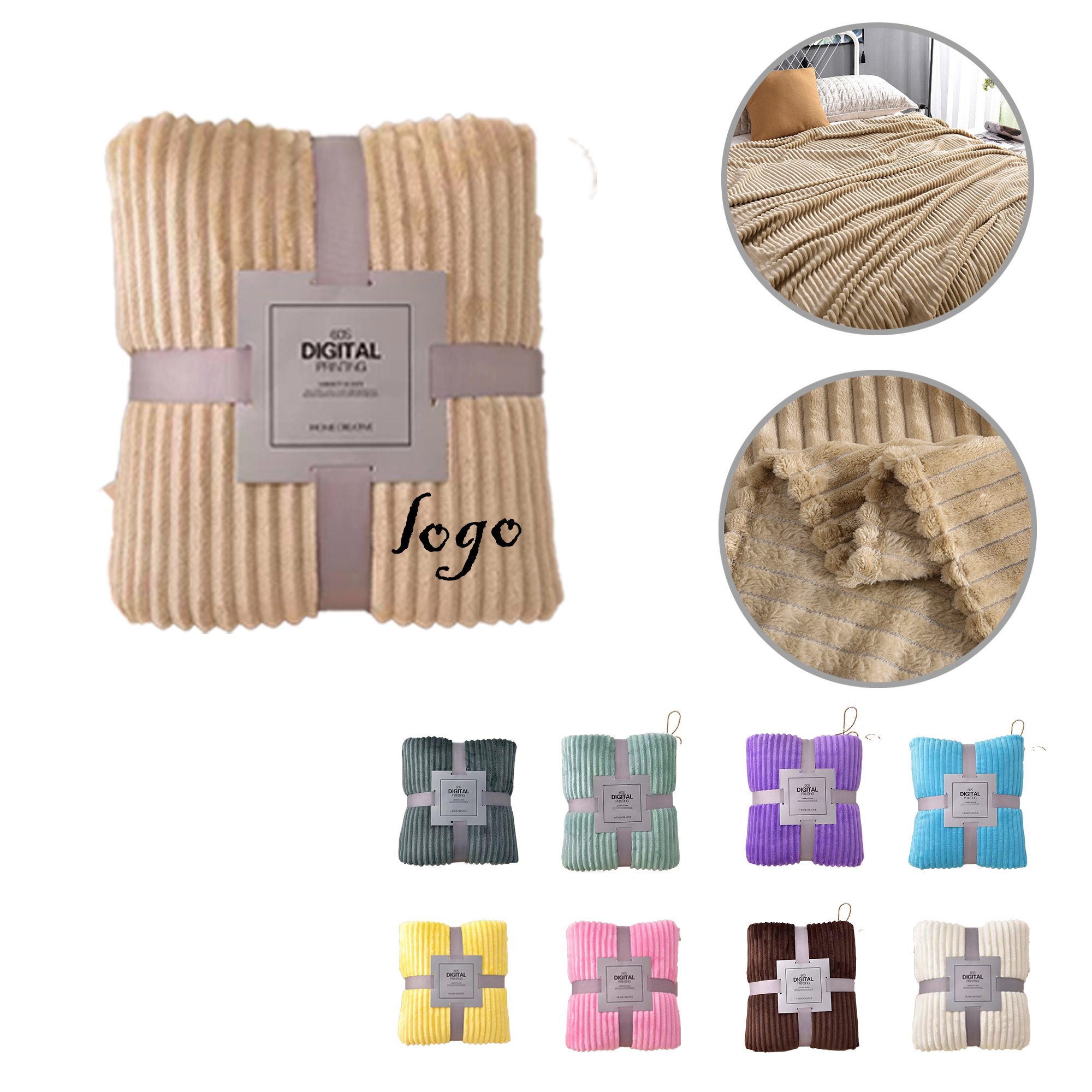 MOQ30 Warm Coral Fleece Throw Blanket Cozy Gift 1