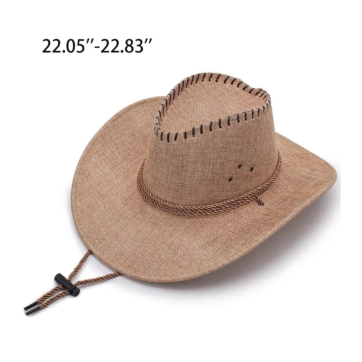 Men's Outdoor Beach Western Cowboy Wide Brim Linen Sun Hat 2