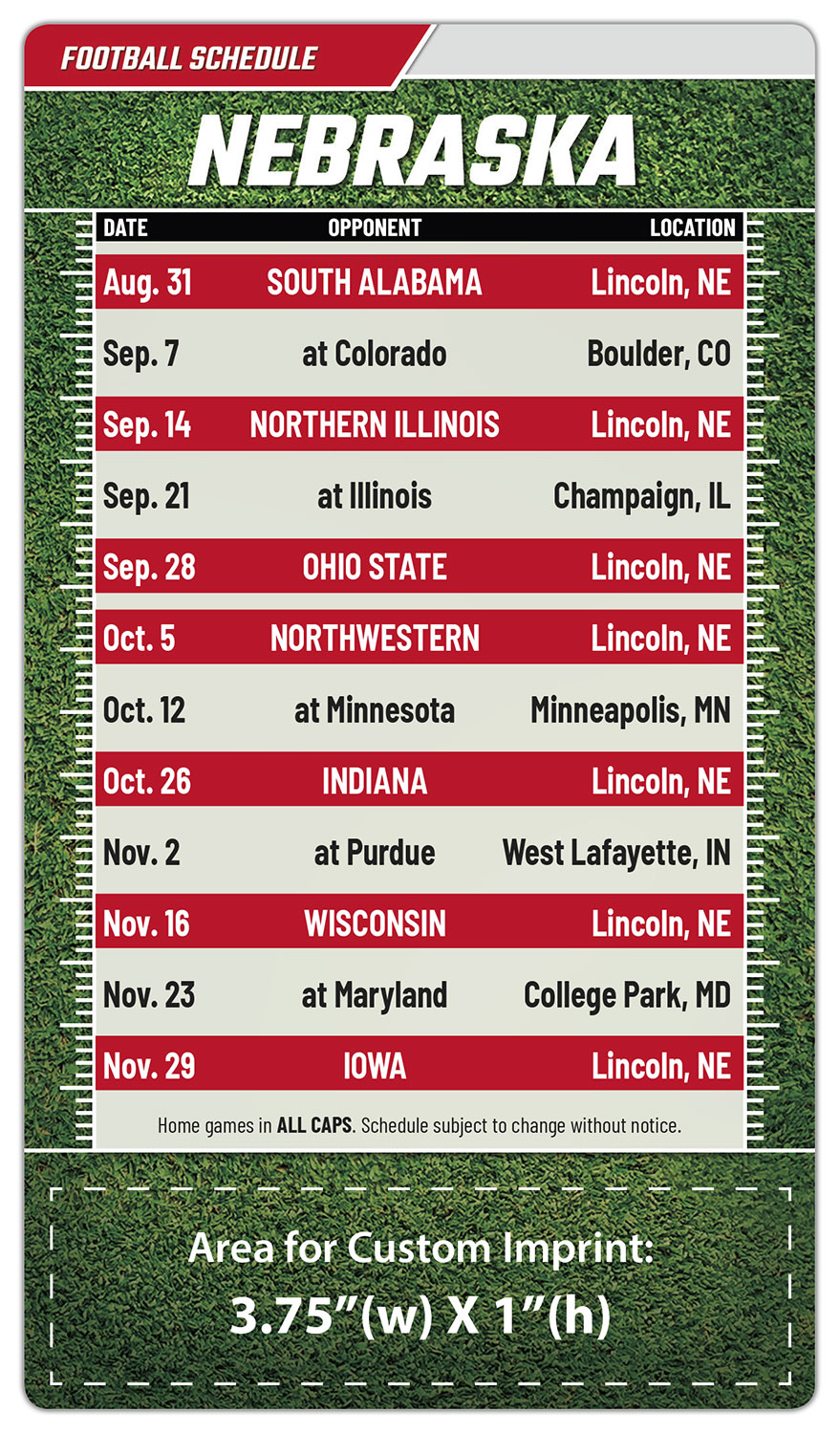 Magnet Football Sport Schedules - 4x7 Round Corners - NEB
