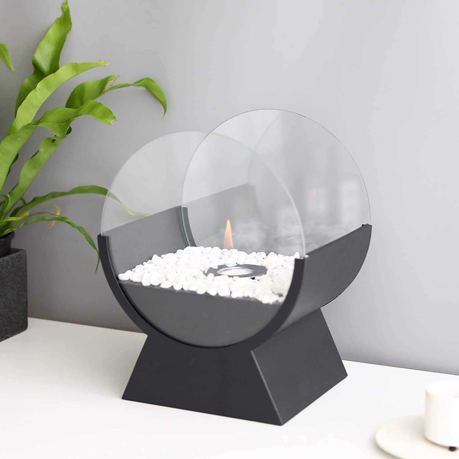 Round Glass Tabletop Fireplace 4