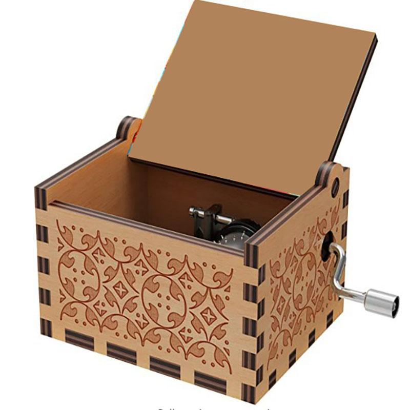 Wooden Music Box Hand Crank Wood Crafts 2