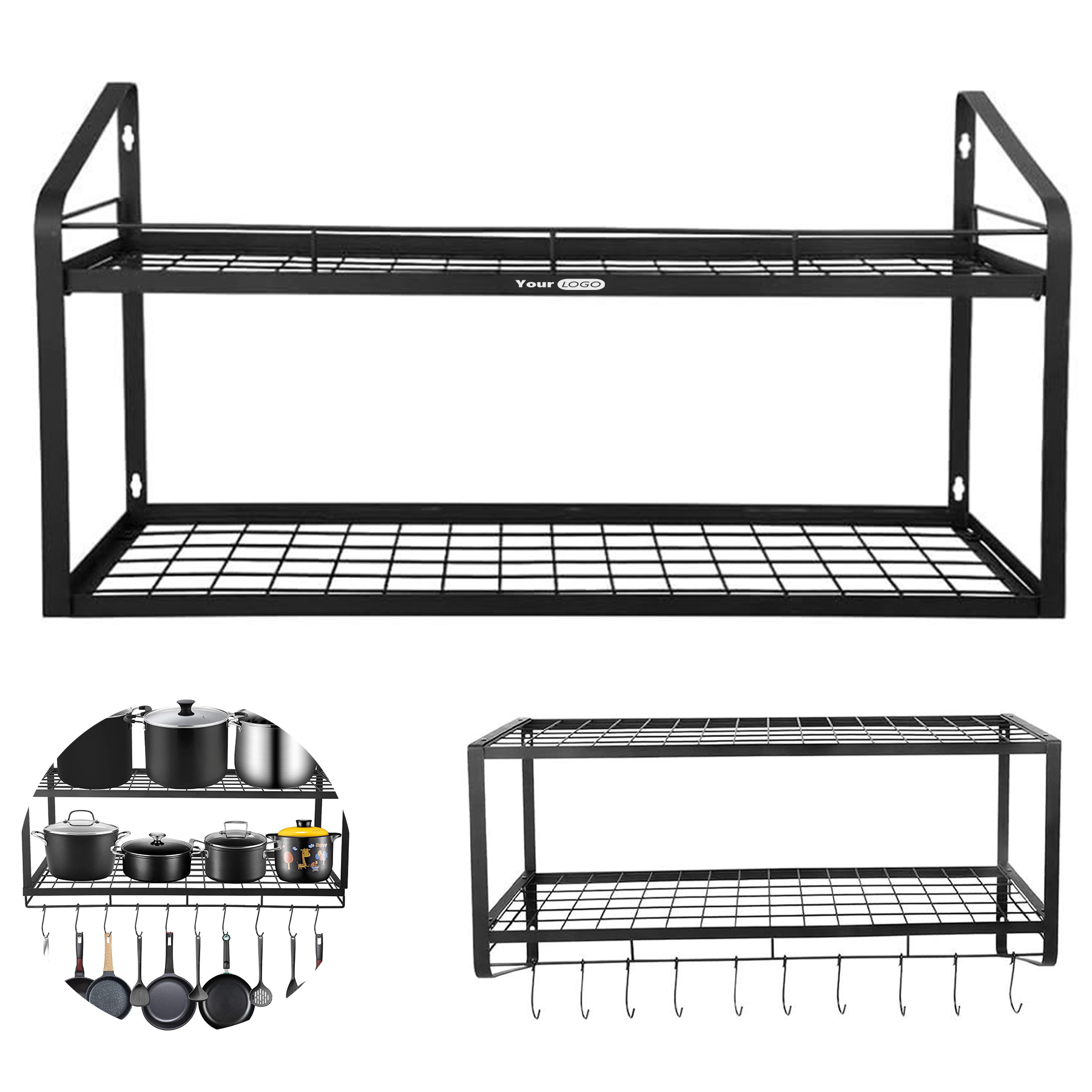 Metal Kitchen Layered Storage Pot Rack 2
