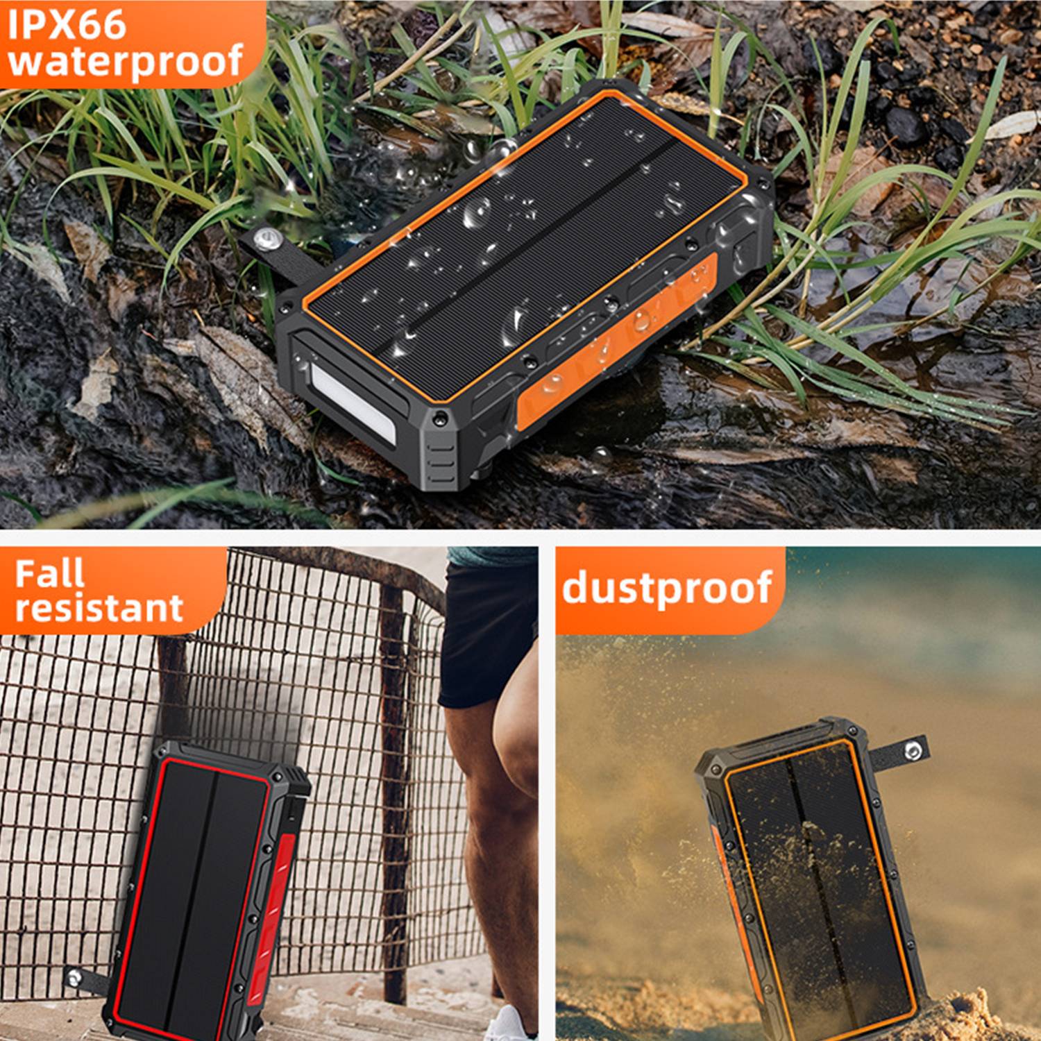 20000mAh Solar Phone Charger w/ LED Flashlight 7