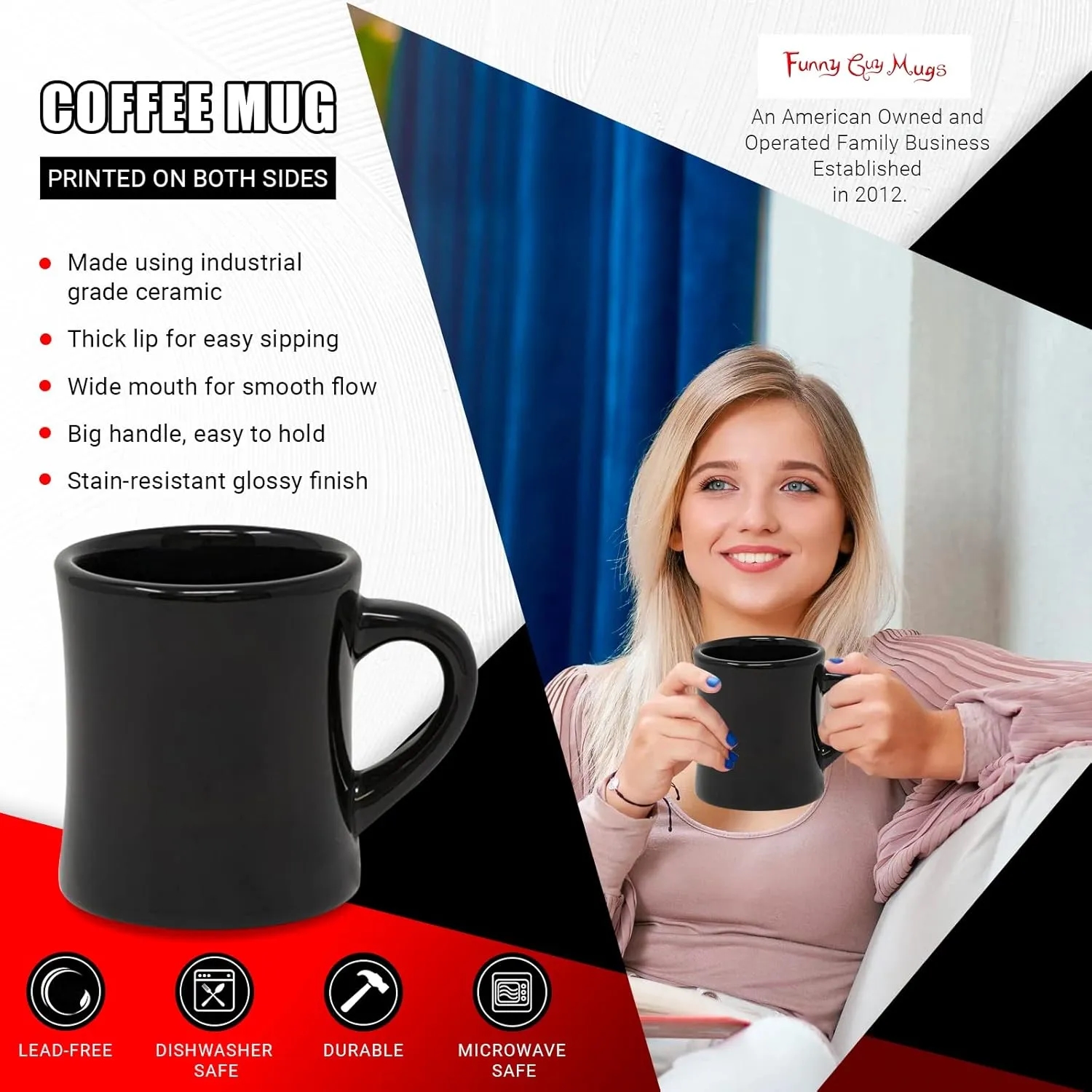 12oz Curved Wide Mouth Ceramic Mug 2