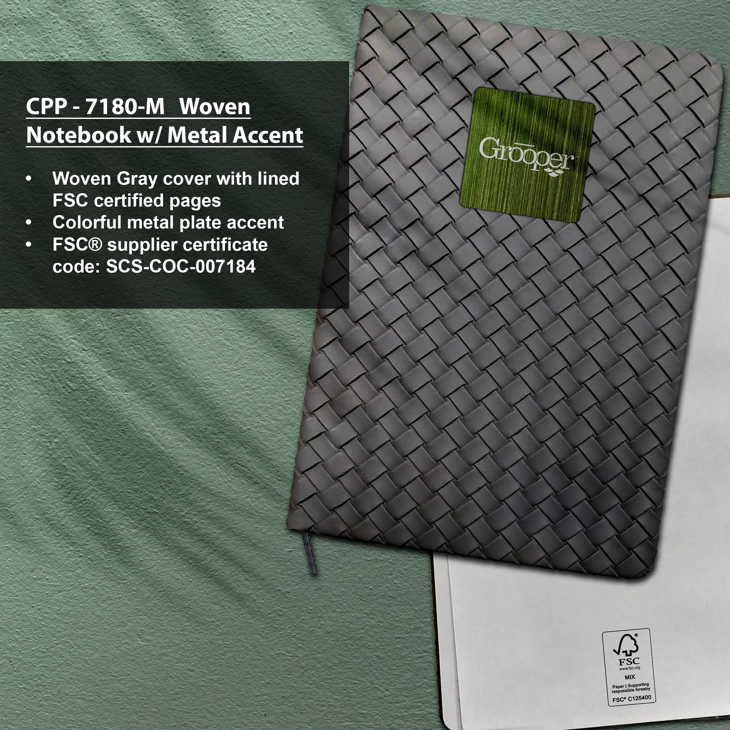 Woven Notebook with Metal Accent 8