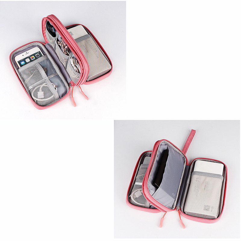 Small Waterproof Double-Layer Travel Cable Organizer Bag Electronic Accessories 6