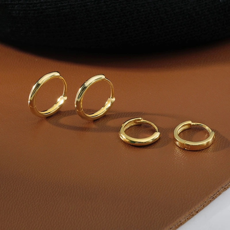 Minimalist Gold Huggie Hoop Earrings 3