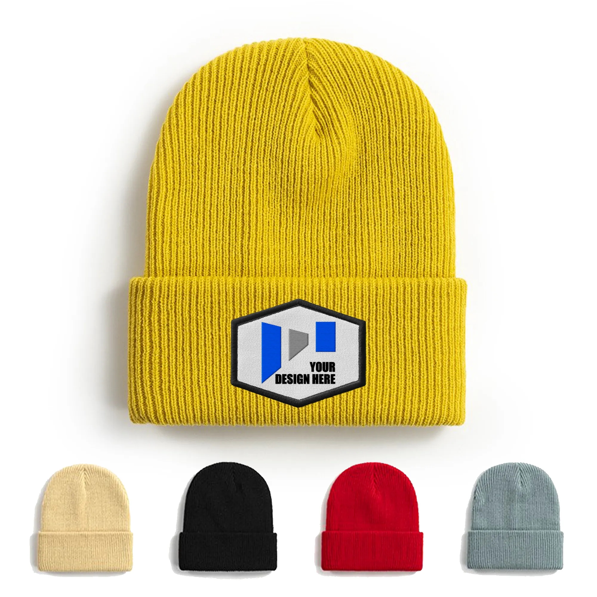 Cotton Embroidered Knitted Beanie Hat 4