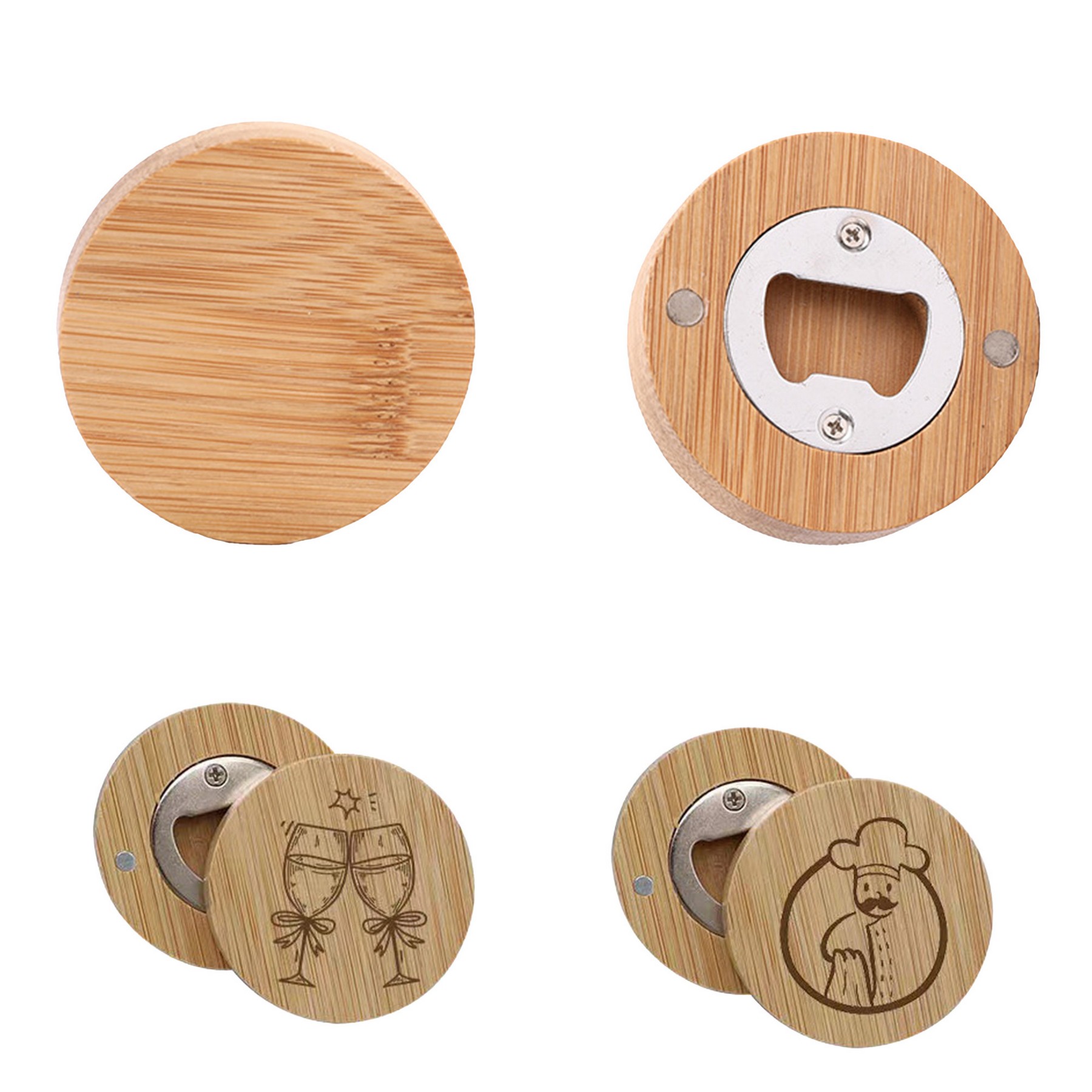 Bamboo Round Shape Bottle Openers 4