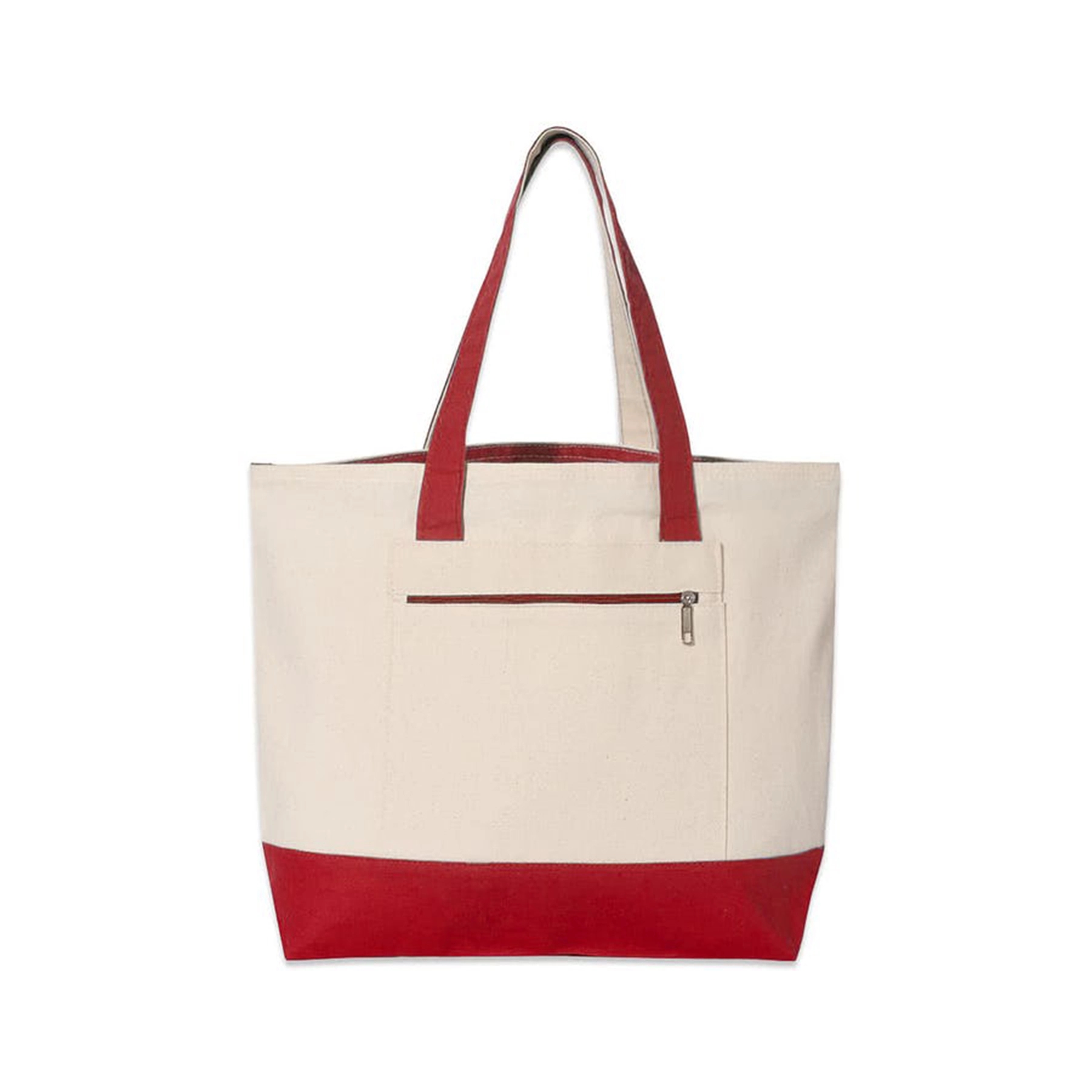 Medium Front Zipper Cotton Boat Tote Bag, custom tote bag with logo imprint 1