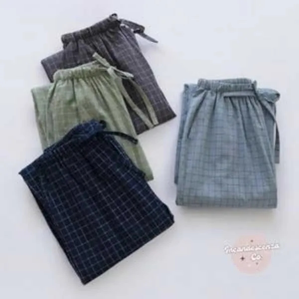 Cozy Gingham Cotton Pyjama Pants for Men & Women 2