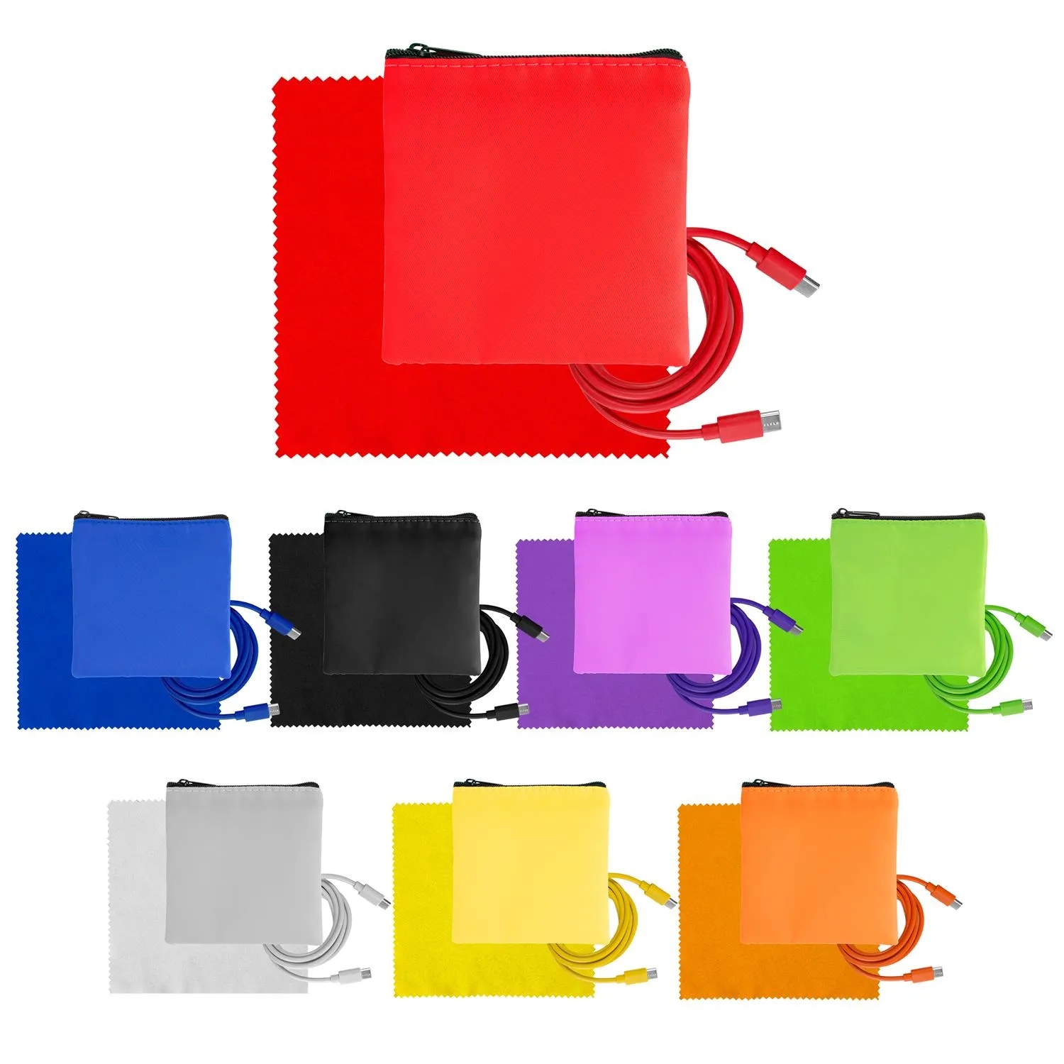 Colorful RPET C to C Cable & Cloth Set 9