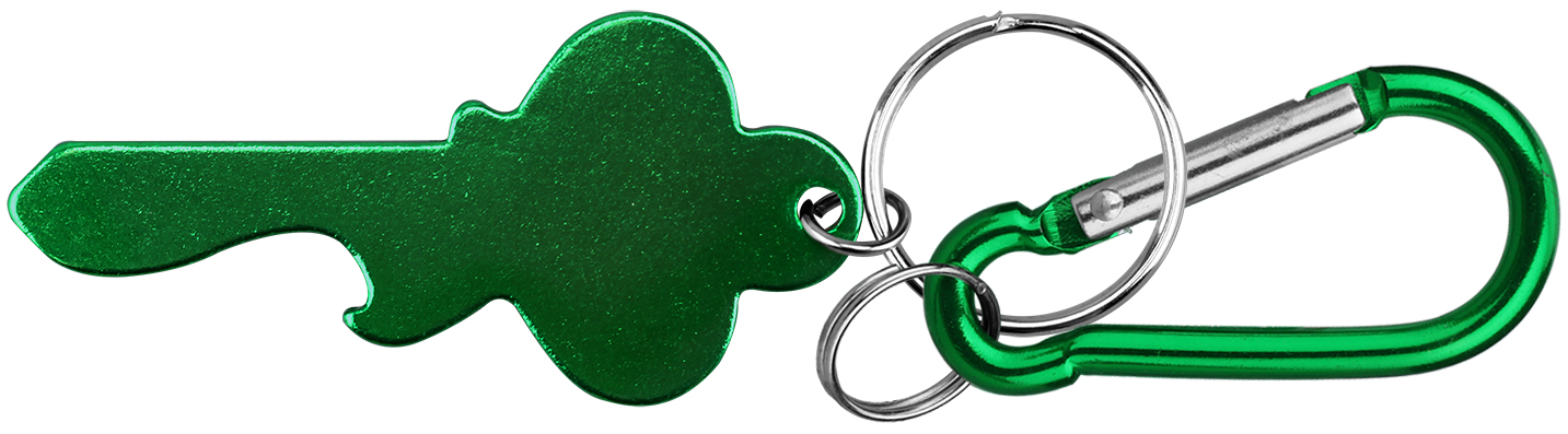Key shape bottle opener with key ring and carabiner 4