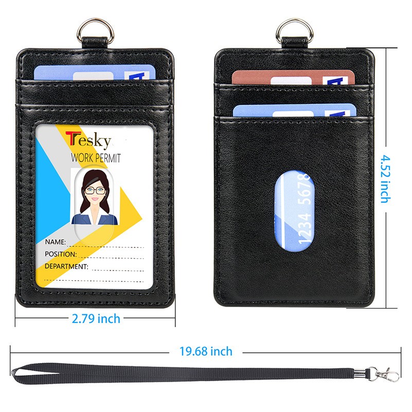 PU ID Badge Holder with Neck Lanyard 4