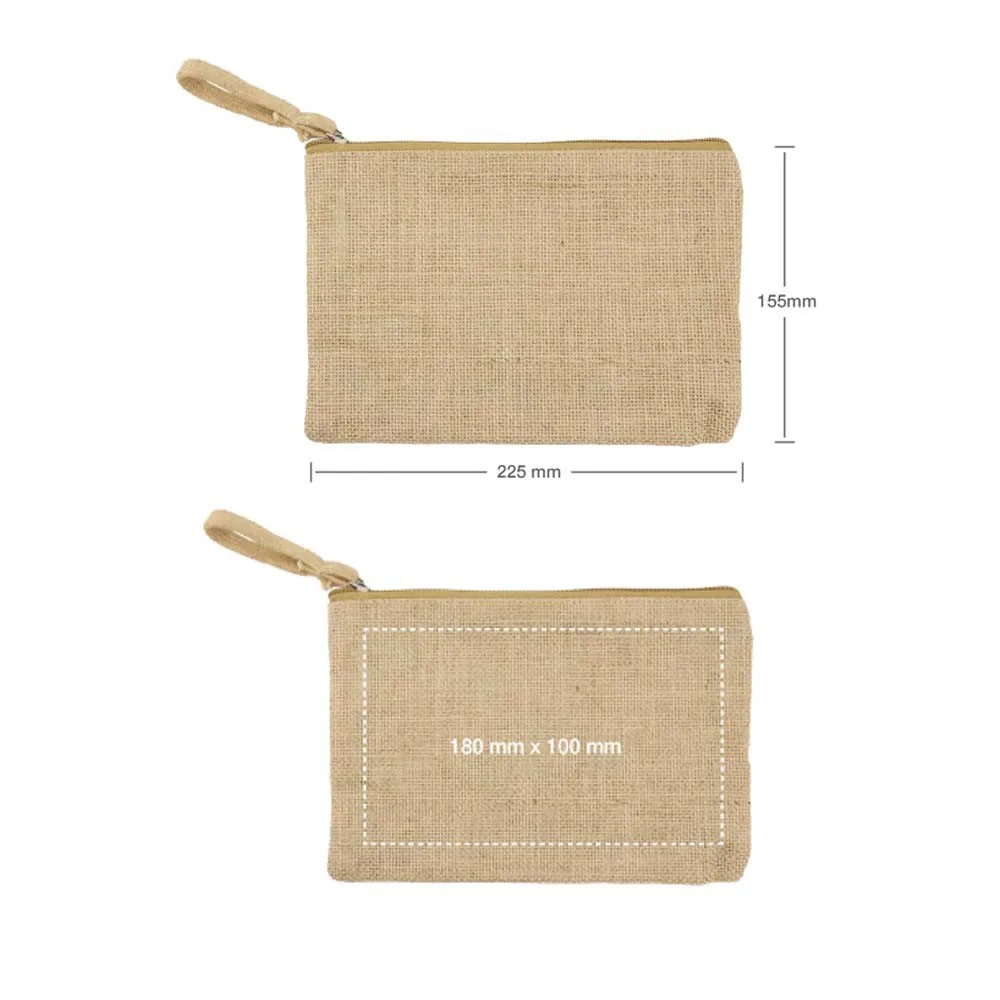 Personalized Natural Jute Zipper Pouch 6