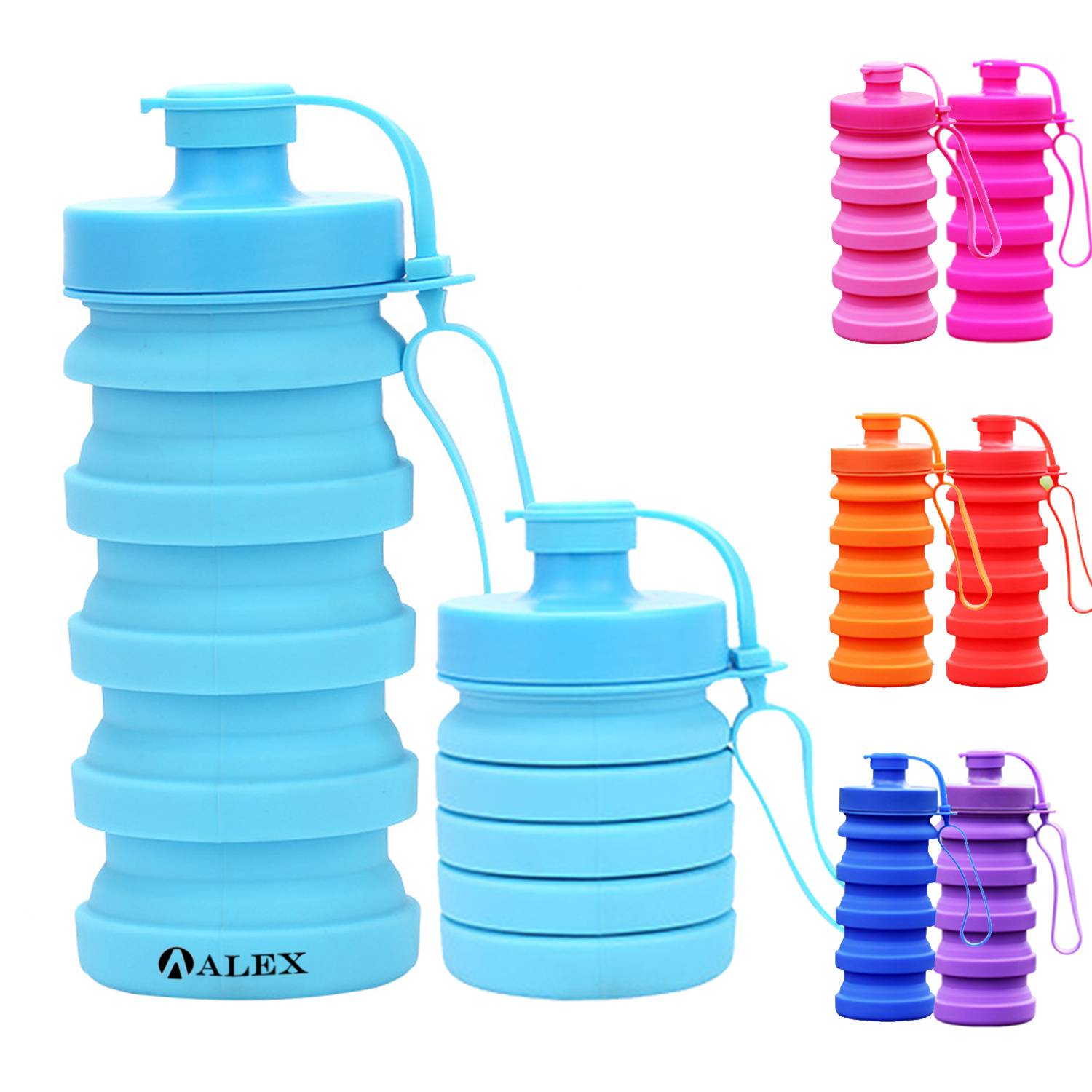 13.3 oz Collapsible Carabineer Silicone Water Bottle 2