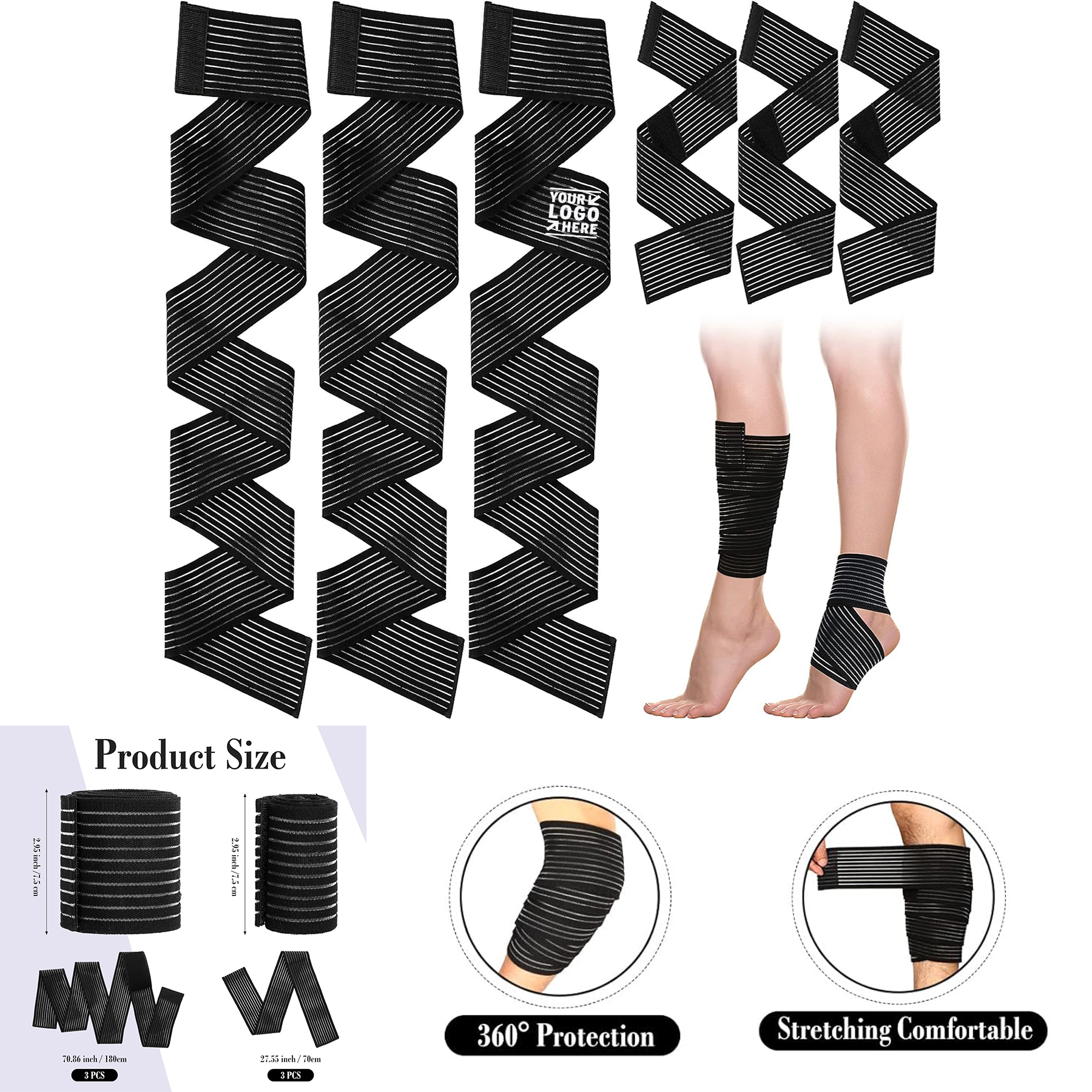 Women Men Adjustable Elastic Calf Compression Bandage Sport Leg Wraps Support Knee Brace Bands 