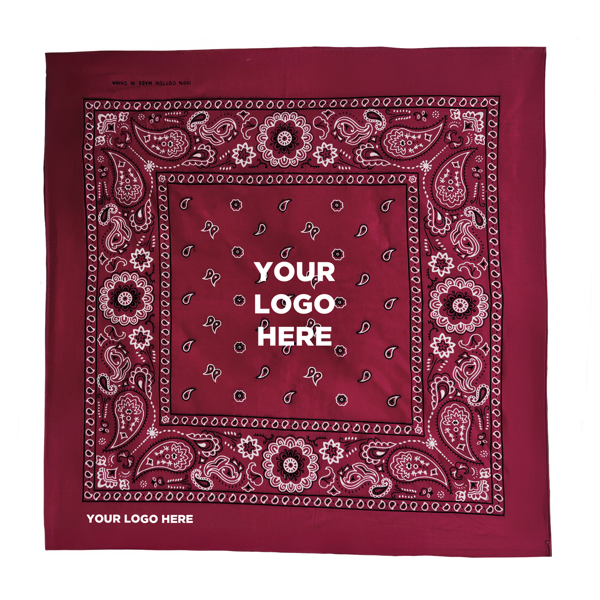 Burgundy 22" x 22" Cotton Paisley Bandanas 4