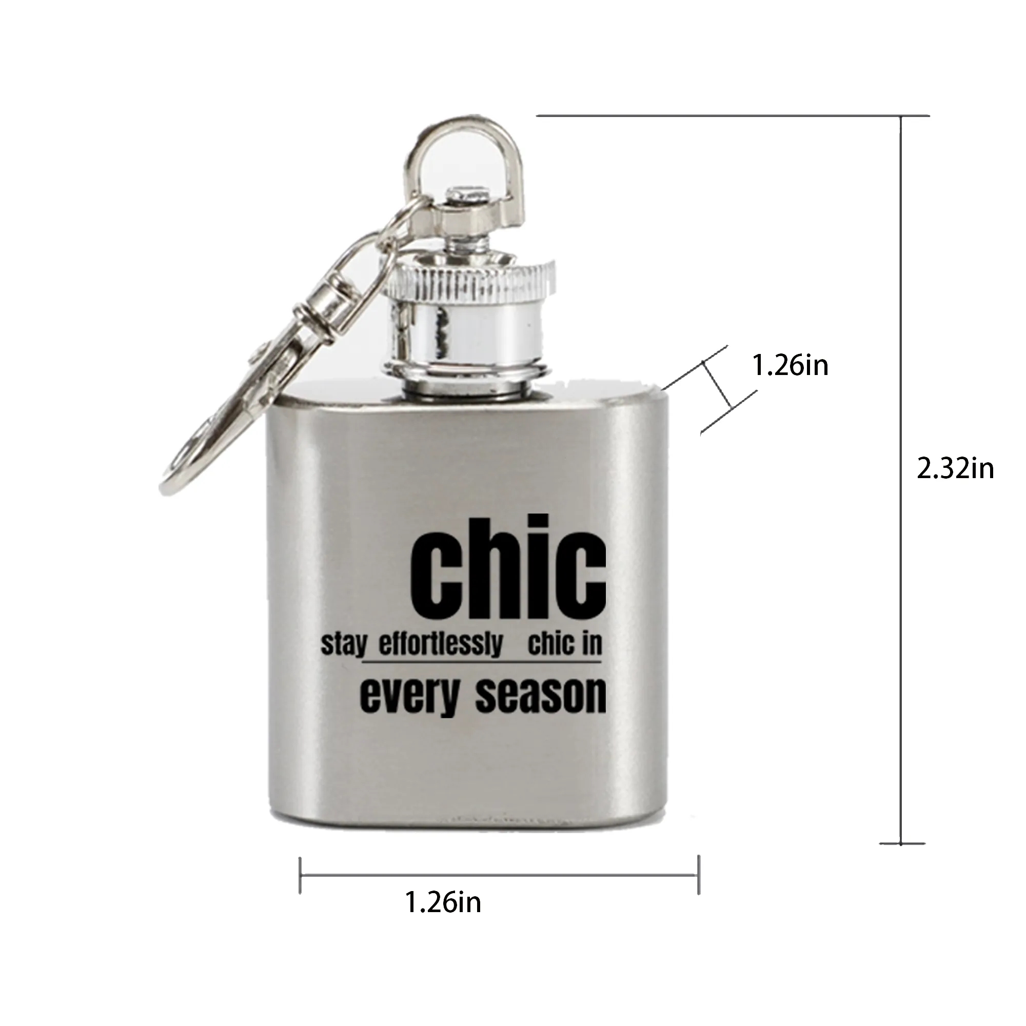 1Oz Stainless Steel Flask Bottle With Keychain 2