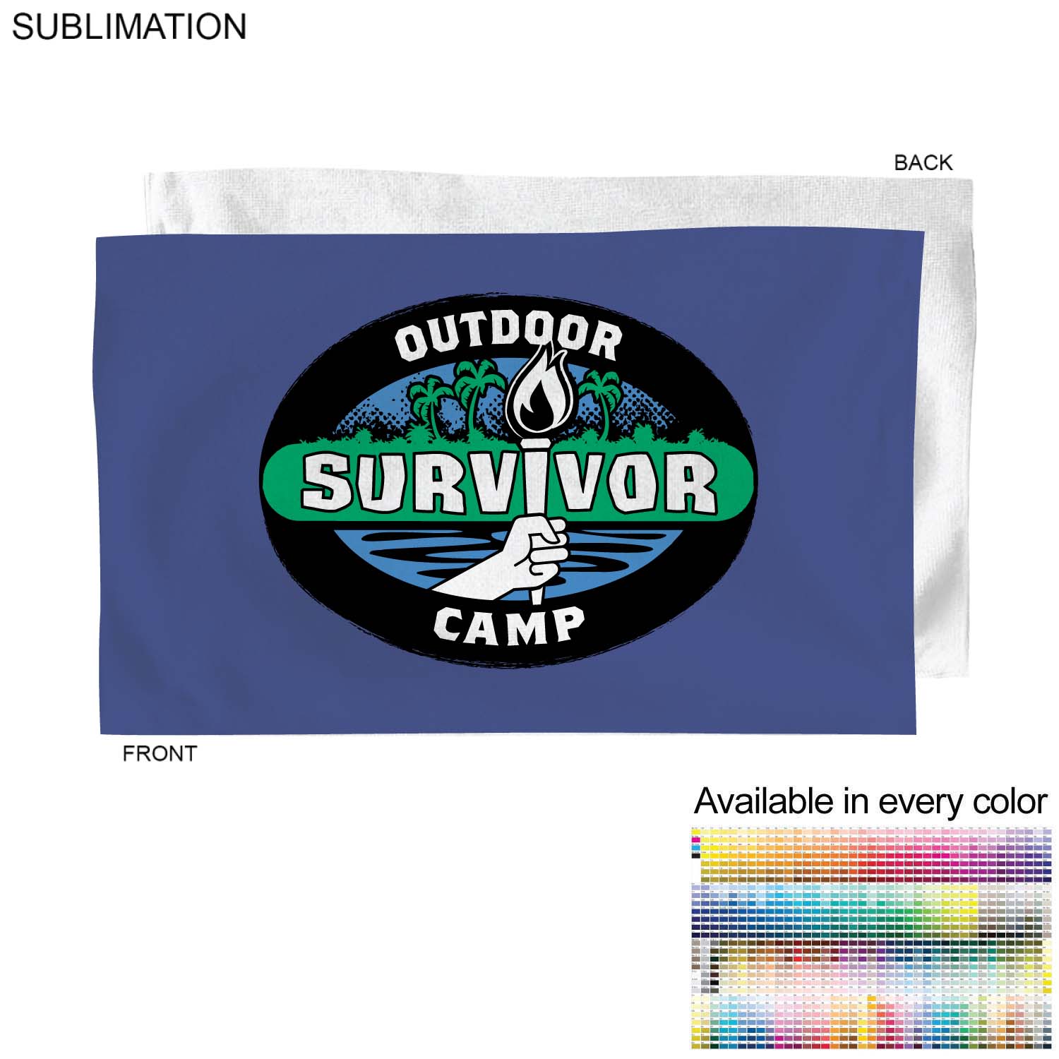 "Survivor" Themed Sublimated Microfiber Sports hand towel, 15"x25 6