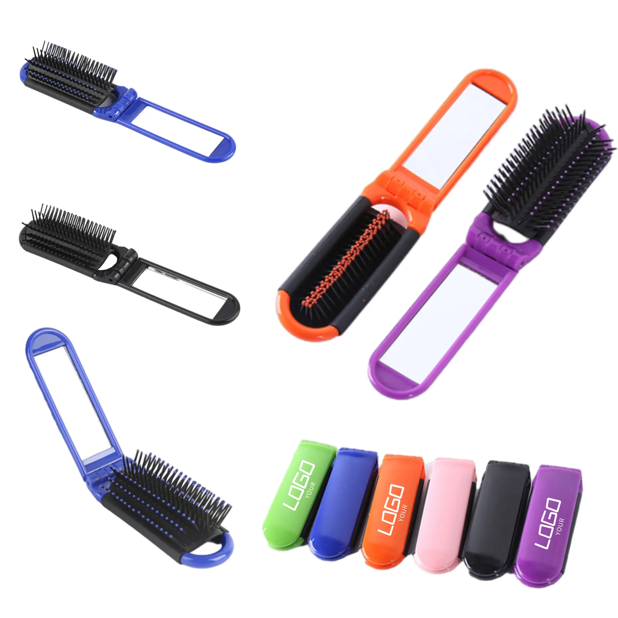 Folding Pocket Travel Mirror Hair Brush 1