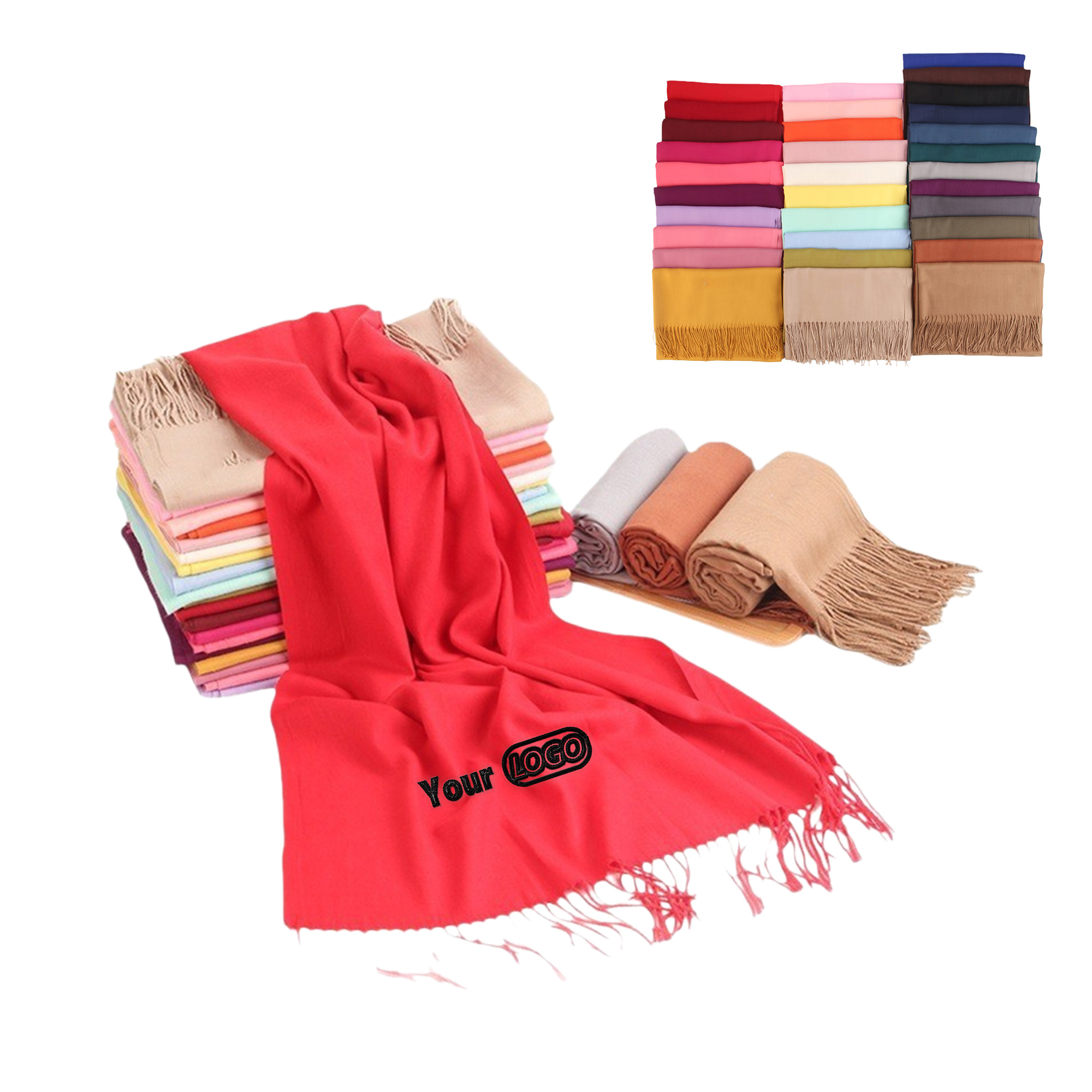 Custom Logo Multi-Color Fringed Scarf 2