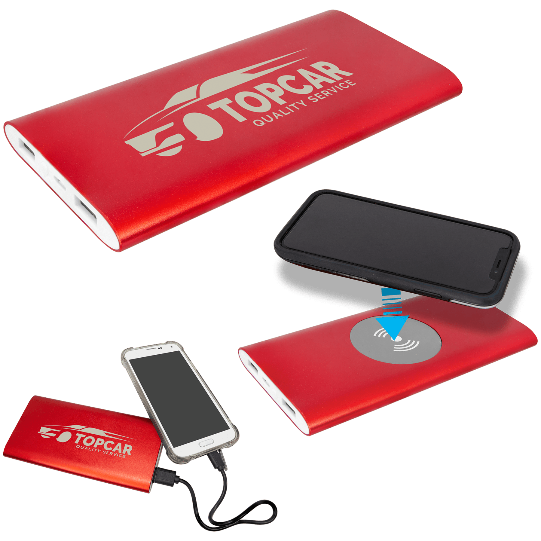 8000Mah Power Bank & Wireless Anodized Aluminum Charger With Usb Power Cord 2