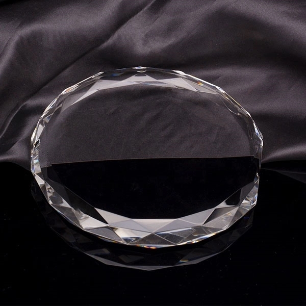 Faceted Optical Crystal Round Paperweight 2