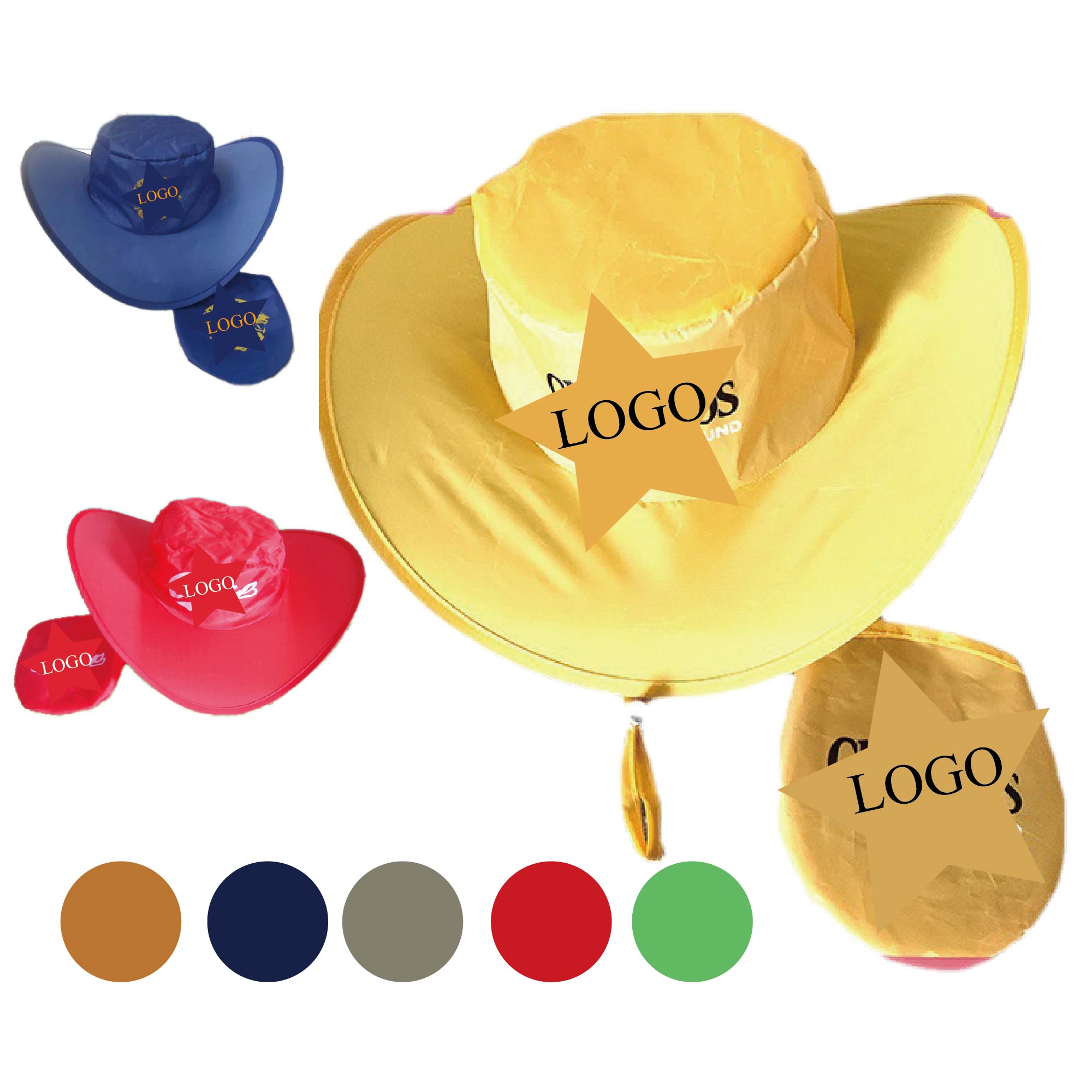 Custom Printed Foldable Cowboy Hat W/Pouch 2