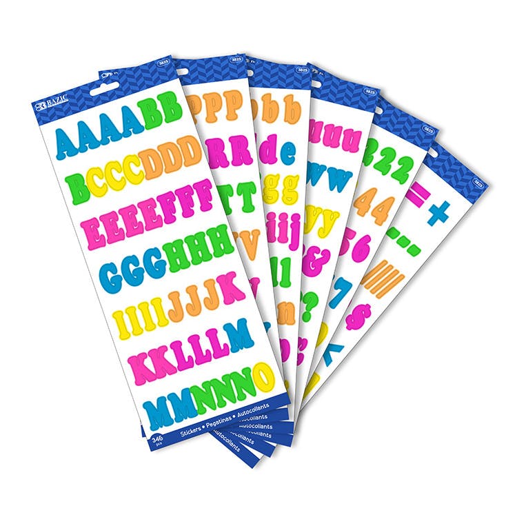 1" Alphabet & Number Stickers - 346 Pack Multicolor 1