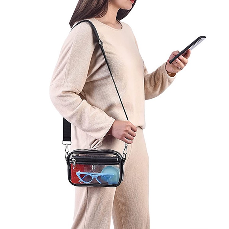 Small Clear PVC Crossbody Messenger Shoulder Bag w/ Adjustable Strap 6