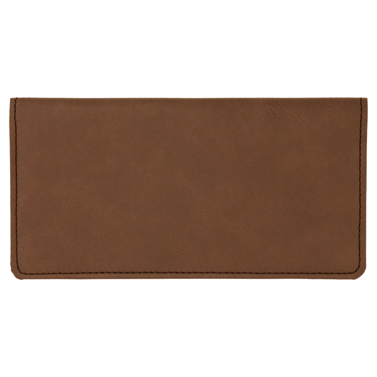 6 3/4" x 3 1/2" Dark Brown Leatherette Checkbook Cover 2
