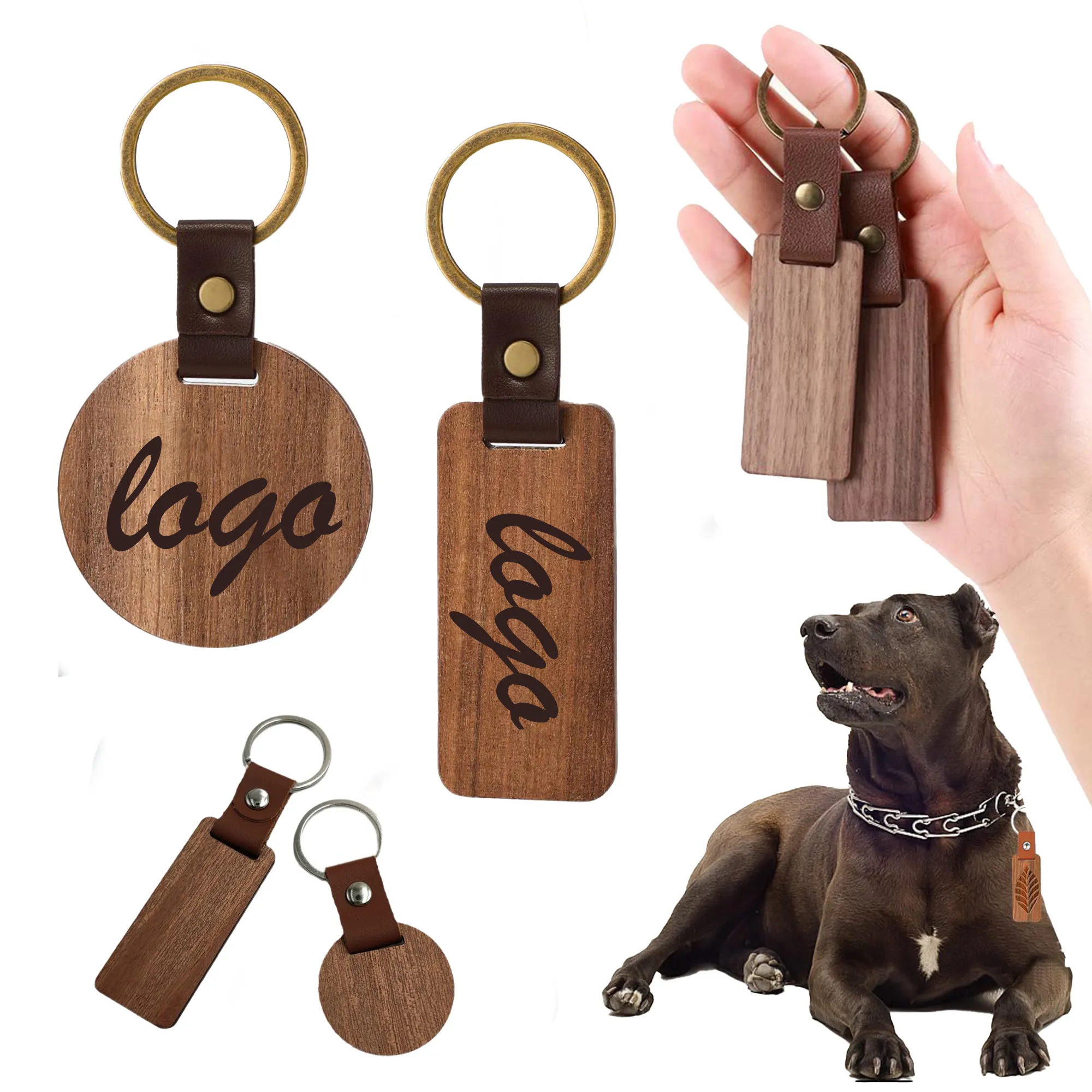 Woody Key Chain with PU Strap Split Ring 4