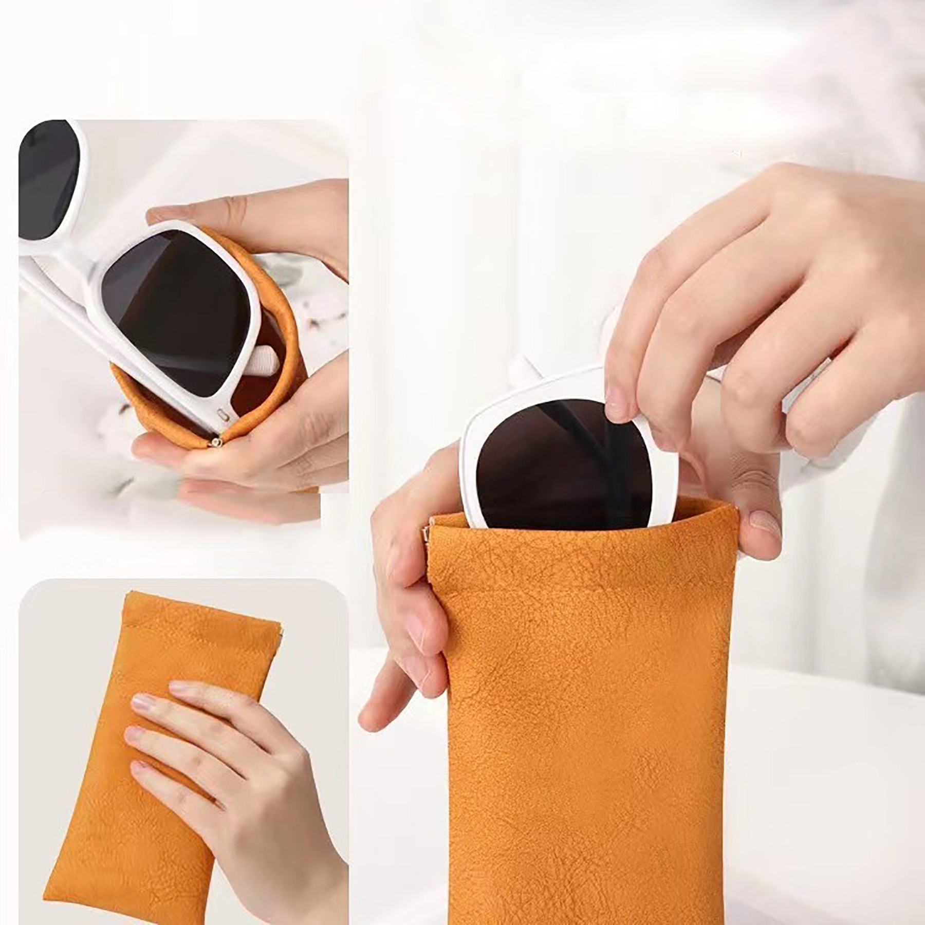 Leather Top Squeeze Sunglasses Pouch 4