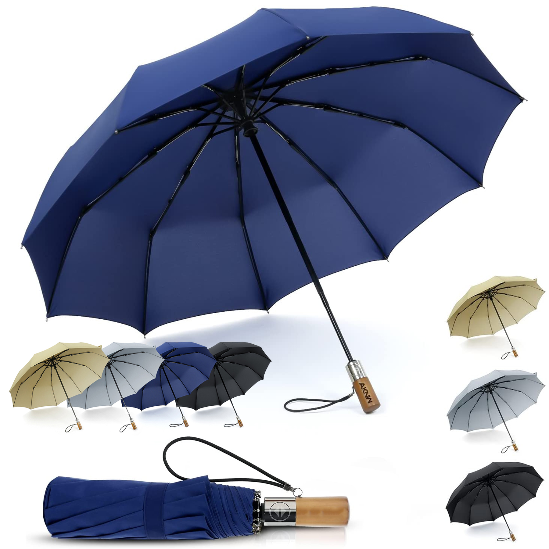 10 Ribs Auto Open Close Folding Umbrella 3