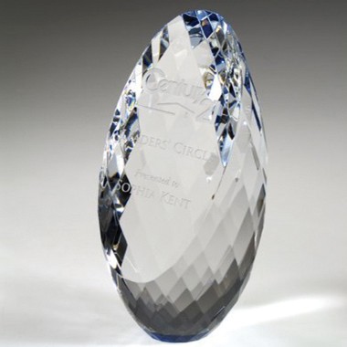 Gem-Cut Ellipse Crystal Trophy - Large 1