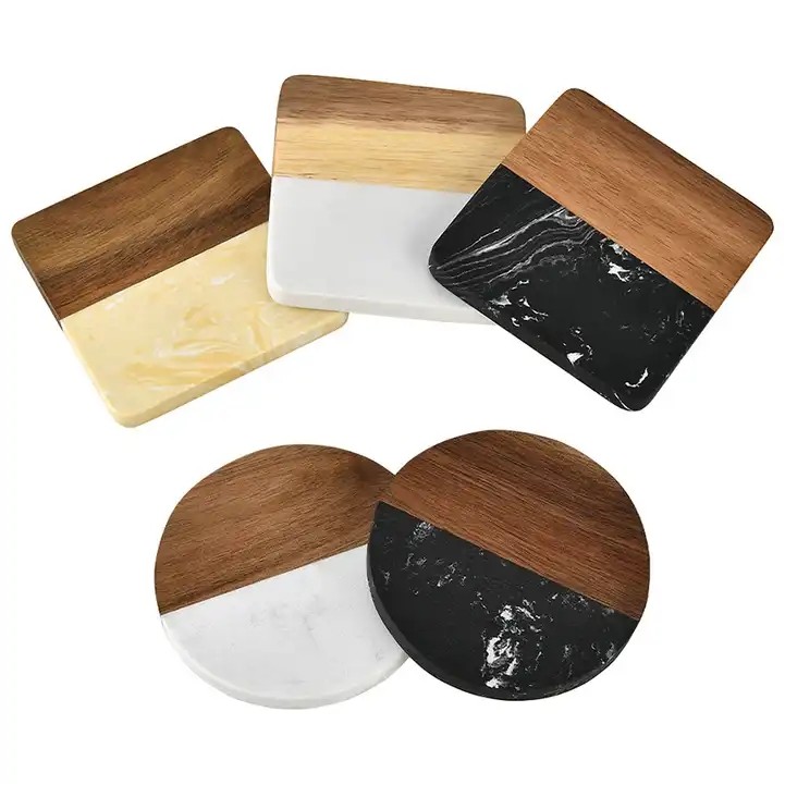 Marble and Wooden coaster Placemat Round Shape Coaster 2
