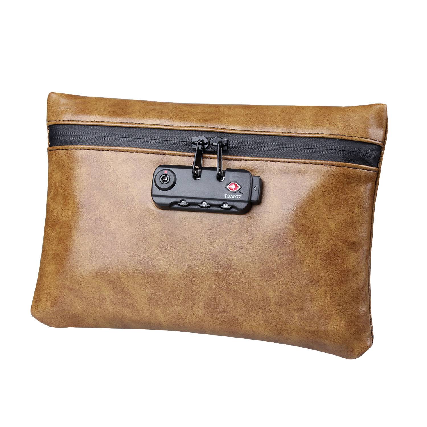 PU Leather Carbon Smell Proof Bag With Combination Lock 1