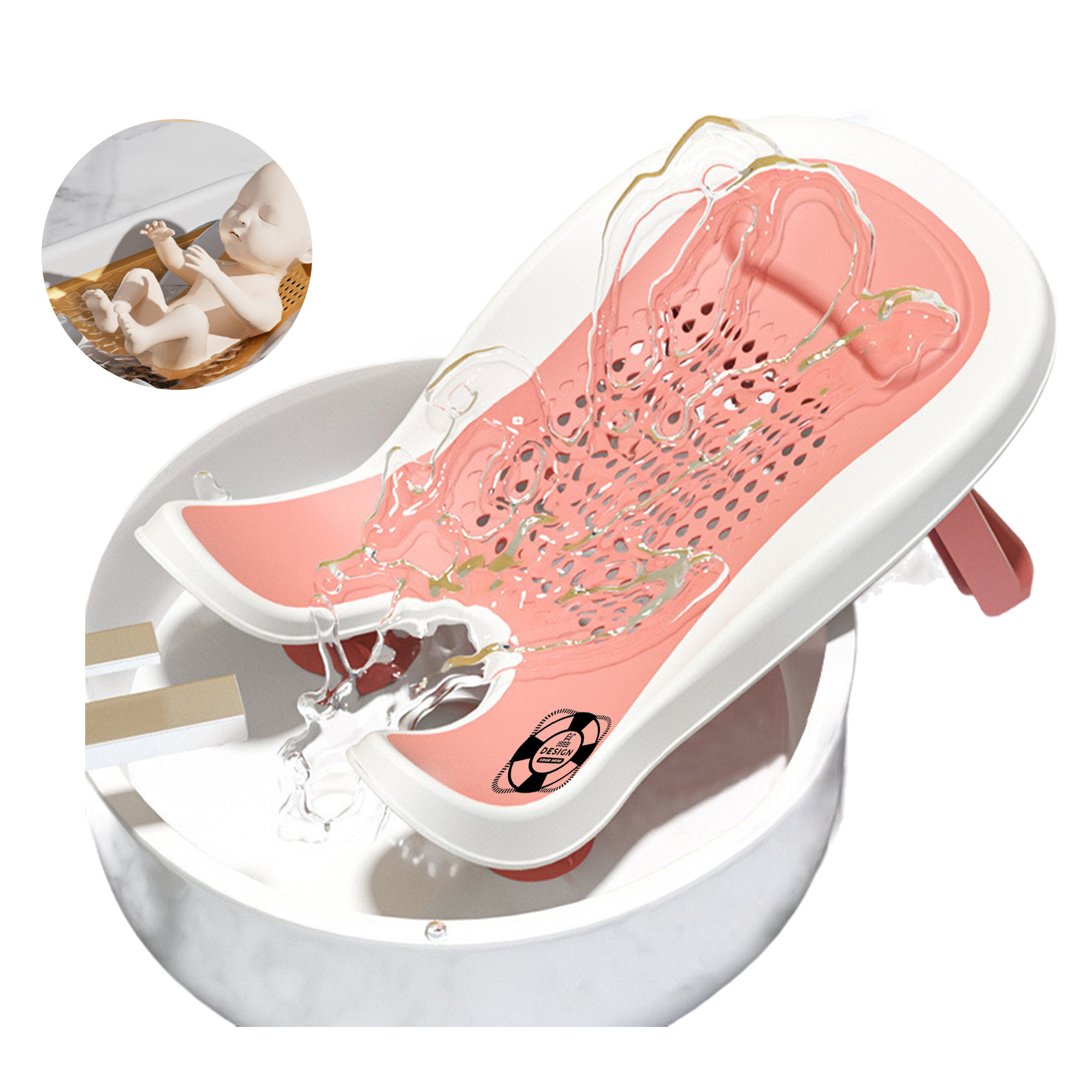 MOQ 50 Newborn Baby Wash Assist Seat Portable Bath Support 2